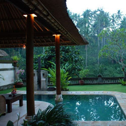 Teras Villa di Bali yang Cantik dan Menyatu dengan Kolam