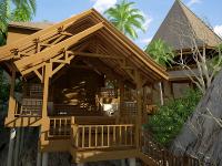 Bangunan Kayu sebagai Lobby di Pulau Saonek Mondei