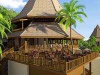 Bangunan Kayu sebagai Restaurant Pulau Saonek Mondei Raja Ampat